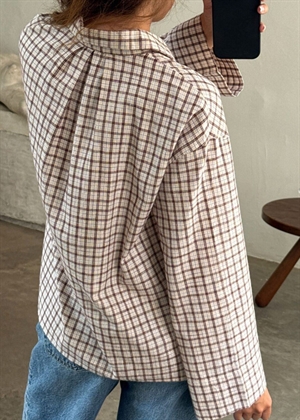 Tinsi check skjorte Chek Bordeaux/Beige Boii Studios 